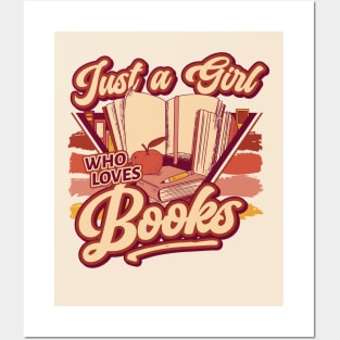 Retro Just a Girl Who Loves Books // 90s Style Book Lover Posters and Art